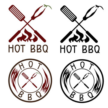 Hot BBQ grill vector labels collection