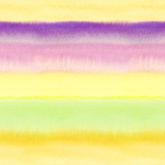 Wet watercolor seamless pattern with color blurred stripes. Repeat straight stripes texture background. Hand drawing pattern.