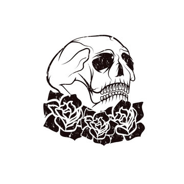 Day of The Dead Skull with flowers , dia de los muertos