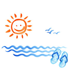 Creative graphic for summer. Watercolor. Vector