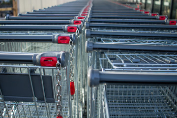 Row of supermarket trolleys