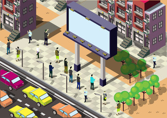 illustration of info urban city concept in isometric graphic