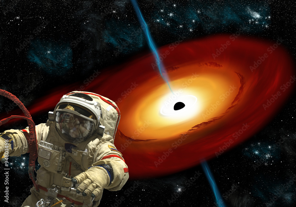 Canvas Prints a cosmonaut floats near a black hole. - elements of this image furnished by nasa.