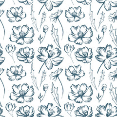 Seamless pattern with wildflowers