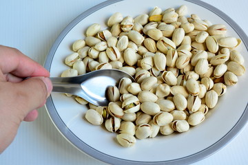 Pistachio in spoon