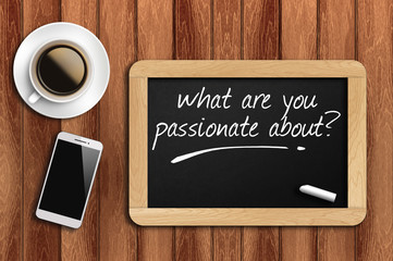 coffee, phone  and chalkboard with word online booking