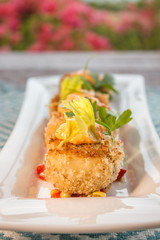 Crab cakes with corn relish