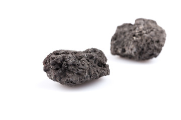 Volcanic stones on a white background