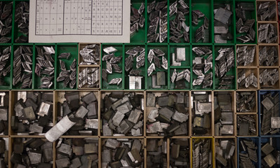 Metal Letters in a Printmaking Workshop in Camberwell, London, UK