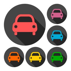 Obraz premium Car Simple icons set with long shadow