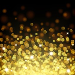 Gold bokeh floating up