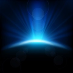 Blue Rays Rising Background, Vector Illustration