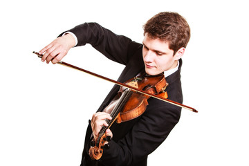 Man violinist playing violin. Classical music art
