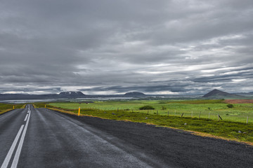Icelandic natural volcanic landscape, summer time