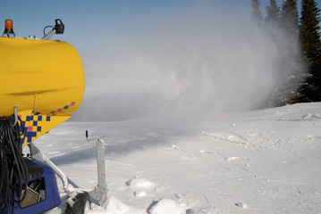Snow cannon on the slope in Vitosha mountain, Bulgaria