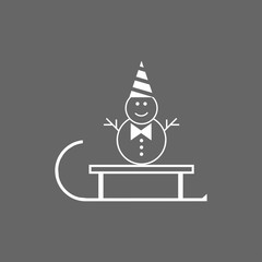 Obraz premium Vector snowman on a sled