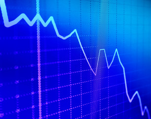 Candlestick chart on display close-up