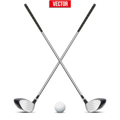 Golf clubs and ball. Vector.