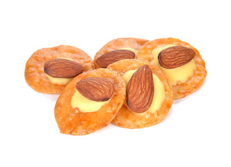 almonds cracker on white background.