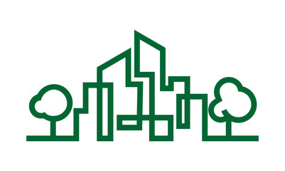 Line Art City Building Skyline Illustration