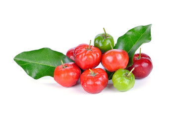 Acerola fruit isolated on white.