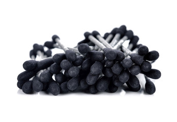 Cotton sticks,cotton wool,black-color on white background.