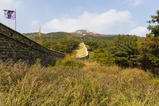 Fortress wall on Geunjeong mountain