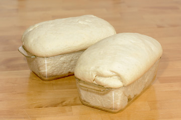 Raw bread dough ready for baking