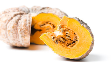 Sliced pumpkin is rotten isolated