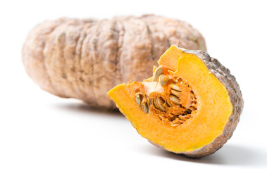 Sliced pumpkin is rotten isolated