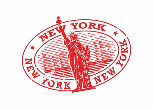 Vector New York Rubber Oval Mail Stamp