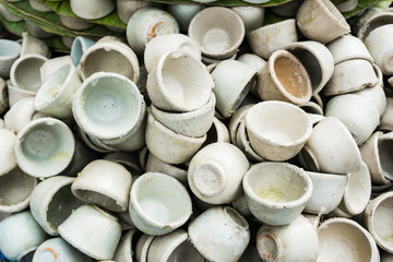Dessert Thai coconut milk custard in small porcelain cup
