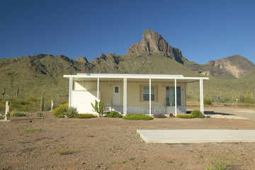 White modular home in the desert near Picacho Peak State Park, AZ