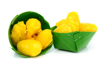 Gold egg yolks drops and Pinched gold egg yolks, ancient Thai Dessert