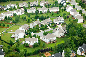 Aerial view of housing development in Charlotte, North Carolina