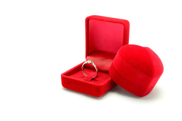 Luxury Diamond Wedding Ring in Red Velvet Silk Box using for Engagement for Love in Valentine Holiday Concept