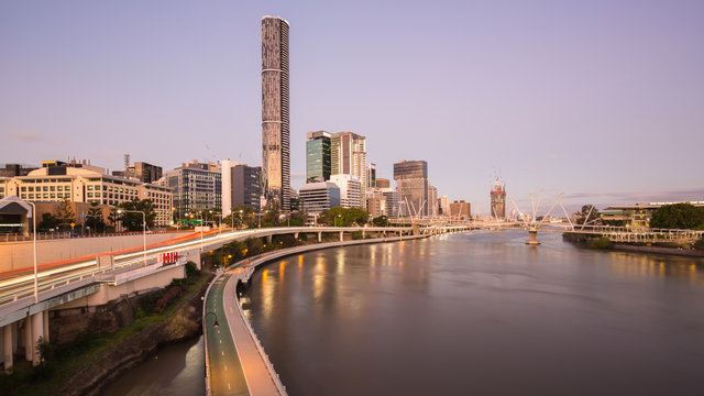 Brisbane City At Sunset