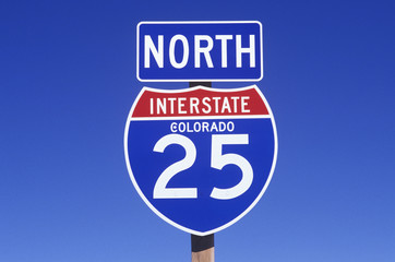 A sign for the 25 north in Colorado