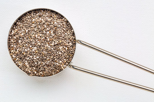 chia seeds in metal scoop