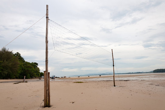 DIY beach Beach Volleyball net in Phuket, Thailand