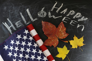Fototapeta na wymiar US autumn holidays chalk board