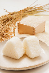 塩おにぎりと白米