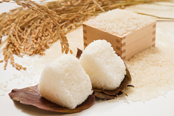 塩おにぎりと白米