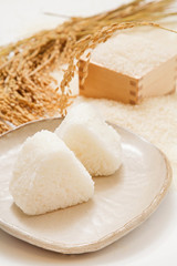 塩おにぎりと白米