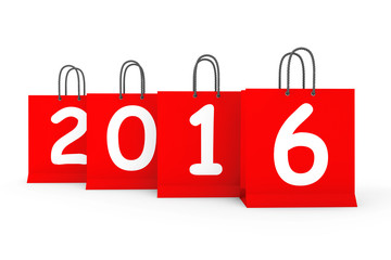 Obraz na płótnie Canvas Shopping Bags with 2016 New Year Sign