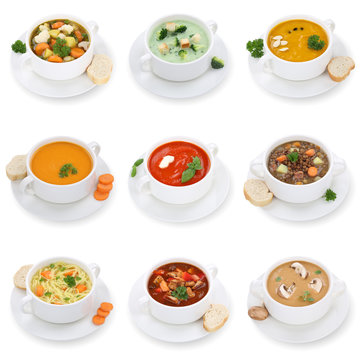 Collage Suppe Suppen Tomatensuppe Gemüse Gemüsesuppe in Suppen