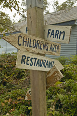Old antique road signs to Children's Area in Andersonville, Georgia