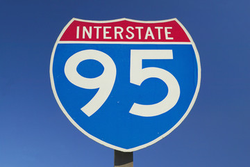 Close Up of Interstate Highway 95 going North and South