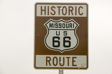 Historic Route 66 road sign in Missouri along Route 44, Crawford County, Missouri