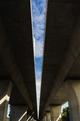 look up from under an overpass